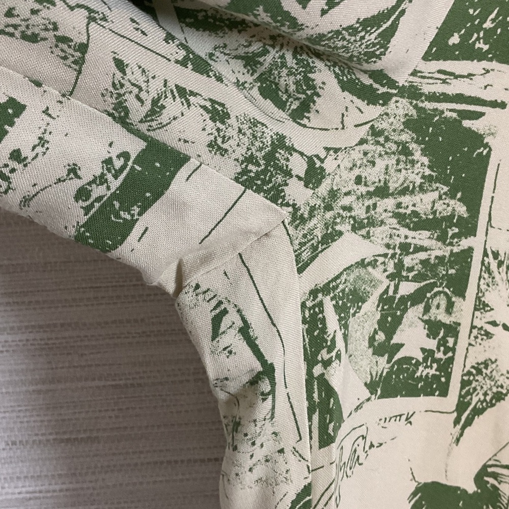 Urban Outfitters Wide Leg Printed Green Cream Beach Pants Large Flowy - Picture 3 of 11